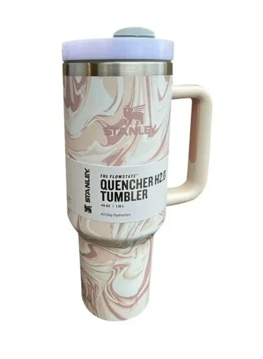 40 Oz Tumbler with Handle and Straw &acirc;&euro;&ldquo; Leak Resistant Flip Lid, Vacuum Insulated. Stainless Steel Portable Travel Mug &acirc;&euro;&ldquo; Keeps Drinks Hot or Cold for Hours