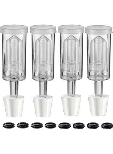 4-Piece Air Locks With Silicone Grommet,Fermentation Airlock with 4 Stoppers + 8 Grommets, Brewing Airlocks Brew Kits Airlocks for Fermenting.