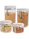Oggi 4pc Clear Canister Set with Clamp Lids Airtight Containers in Sizes Ideal for Kitchen &amp; Pantry Storage of Bulk, Dry Foods Including Flour, Sugar, Coffee, Rice, Tea, Spices &amp; Herbs