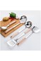 PRO 5-Piece Stainless Steel Serving Utensil Set with Wooden Handles &acirc;&euro;&ldquo; Durable Kitchen &amp; Buffet Spoons &acirc;&euro;&ldquo; Multi-Purpose Cooking &amp; Serving Tools for Home, Caf&Atilde;&copy; &amp; Restaurant