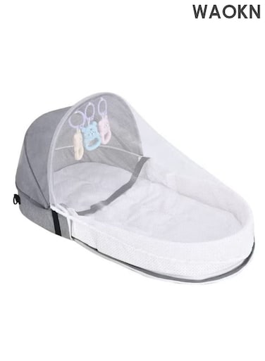 Baby Crib Cradle, Travel Cot Portable Baby Bed Travel Bassinet Foldable Infant Crib Baby Cots, Adjustable Canopy Bedside Baby Crib 3 in 1 Folding Baby Bassinet with Mosquito Net,Travel crib,Anti pressure baby crib.