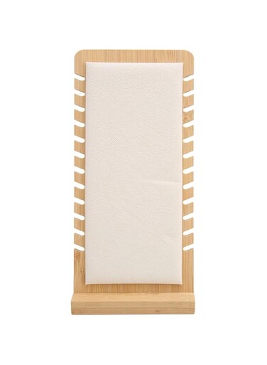 BROLEO Necklace Display Stand, Freestanding Bamboo Board Jewelry Showcase Holder for 12 Chains, Detachable and Space Saving