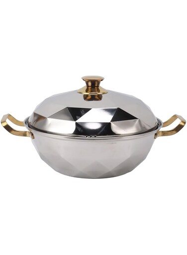 LJCM Stainless Steel Pot, Cookware Universal Multi-Purpose Double Layer Evenly Dissipating Heat Stainless Steel with Steam Plate for Kitchen (Silver)