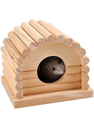 Natural Wooden Luxury Hamster House Hamster Toy Hamster Cage Decoration Gerbil Chew Toys Hamster Small Pets House