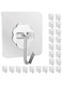 SWIUKPHE 24 Packs Adhesive Hooks Wall Hooks, Hooks for Hanging Transparent Reusable Seamless Hooks, Waterproof Bathroom Kitchen Heavy Duty Self Adhesive Hooks