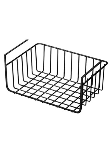 Hanging Under Shelf Storage Basket, Extra Small Wire Basket Space Saving Organizer for Kitchen Office Bathroom Cupboard Pantry Cabinet Bookshelf, Black