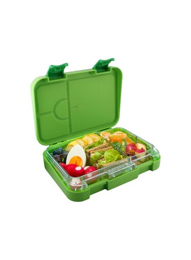 BPA Free Leakproof Airtight Bento Lunchbox with 6 Adjustable Compartments, 760 ml Insulated Tiffin Box with removable tray for Kids and Adults Perfect for School Office (Green)