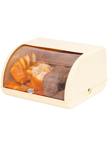 Bread Box for Kitchen Countertop, Azonee Acrylic Storage Container for Homemade Bread, Bagels &amp; Muffins, Roll Top Lid for Freshness, Ideal for Home &amp; Bakery Use, Clear Design