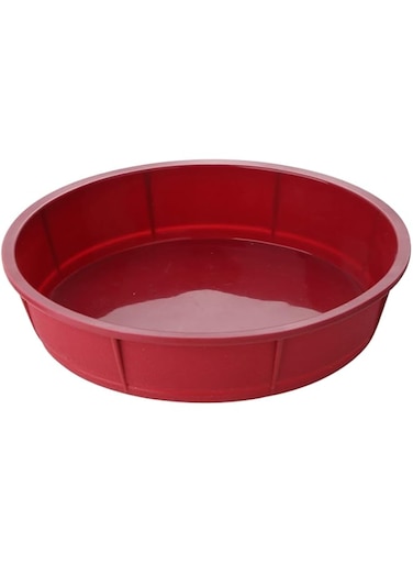 Bergner Bake A Wish Silicone Round Cake Mould 25.5X25.5X4 cm, Red Color