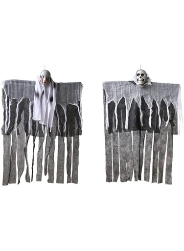 SWR Halloween Decorations Halloween Hanging Ghost Decoration, Grim Reapers Props Skull Gauze Grimace Hanging Ghost for Haunted House Prop D&eacute;cor, Halloween Outdoor Indoor Decor (2 Pack)