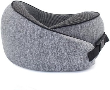 Home Memory Foam Travel Neck Pillow - Ergonomic 360&Acirc;&deg; Cervical Support for Airplane, Car &amp; Office - Grey