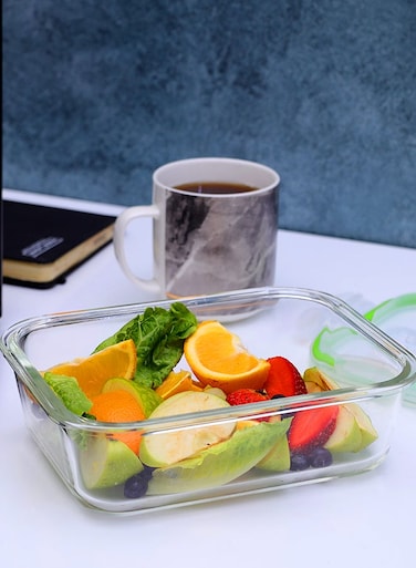 Glass Rectangle Airtight Container Multicolour 1520ml