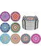 Goodstuff Absorbing Stone Mandala Coasters for Drinks - Cork Base, with Holder, Unique Present for Friends, Men, Women, Funny Birthday Housewarming Gifts, Apartment Kitchen Room Bar Decor, Set of 8