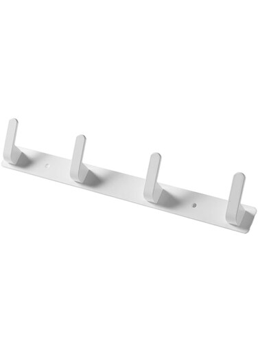 4 Hooks Matte White Bathroom Towel Hooks Mounted Wall Adhesive Heavy Duty Farmhouse Bath Coat Stick on Rack Hat Wall Hook Sticky White Kitchen Robe Rack Coat Hook White 4 Hooks Rack Towel for Bathroom