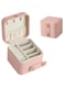 Azonee Leather Travel Jewelry Organizer Box, Small Fashion Jewelry Organizer Two Layers Storage Case, for Bracelets, Earrings, Rings Gift, for Girls, Women, Mother, Daughter (Pink)