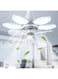 GEADI Ceiling Fans with Lights and Remote, 29cm E27 Foldable Base Socket Fan Light, 4 Fan Speed, 3 Colours 3000K-6000K, Fan Lights Ceiling for Bedroom, Kitchen Easy Install LED Bulb/Ceiling Fan