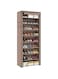 HALAMODO 9 Layer Shoe Rack, Easy To Assemble Shoe Rack Cabinet with Cover Dustproof Layers, Waterproof, Dustproof and Lightweight, Large Capacity Shoe Storage Cabinet (Coffee Brown)