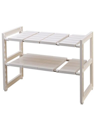 Under Sink Tawa Rack Steel Shelf Extendable Storage Organizer White 42-70.5cm