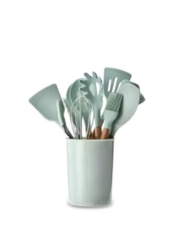 Basics 12-Piece Silicone Kitchen Utensil Set with Wooden Handles Assorted