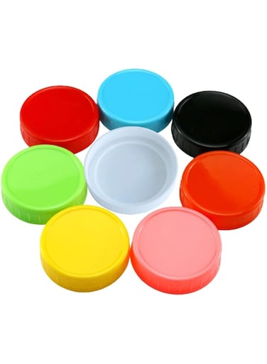 Oasisgalore 8PCS Wide Mouth Mason Jar Lids with Silicone Ring, Plastic Storage Caps for Canning Jars