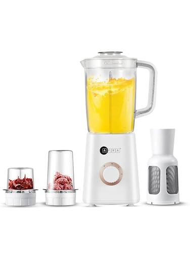 AFRA 3 in 1 BLENDER, BPA Free 1.5L JAR, Chopping &amp; Grinding Mill, 400W Copper Motor, Filter &amp; Strainer, 50-60 Hz, ESMA Approved, AF-0400BLWT, 2 Years Warranty.