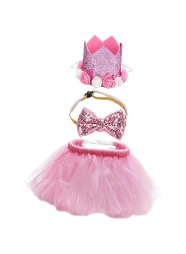 Generic 1 Set pet mesh dress pet tie dog birthday outfits dog clothes for medium dogs girl tutu skirts for girls flash costume dress for girl dog birthday party skirt pet birthday hat