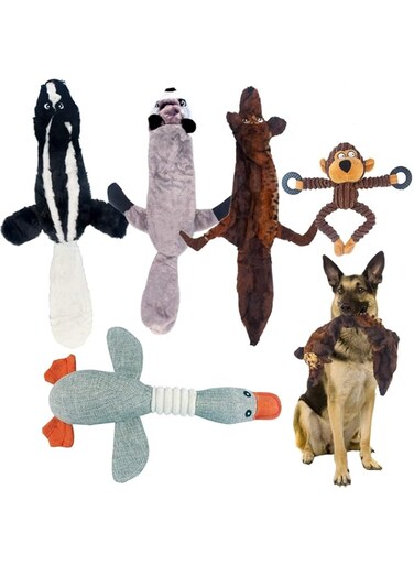 Coodipet Dog Squeaky Toys 5 Pack, Pet Toys Crinkle Dog Toy No Stuffing Animals Dog Plush Toy Dog Chew Toy For Large Dogs And Medium Dogs Squeeky Doggie Toys 5 PACK FOR LARGE DOGS Multi-colored