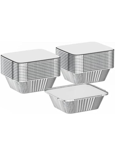 Cleany Genie Cleaning Superstore Diamond Aluminium Food Storage Containers, With Lid, Take away Aluminium Food Containers, Lunch Box- Food Storage Containers, Silver, 10-Pieces, 3650 CC