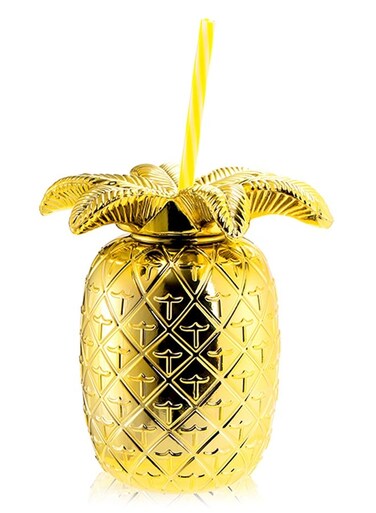 Cup for Hawaiian Luau Party, Plastic Pineapple Drink Cups with Lids and Straws, 25oz Hawaiian Cup Supply for Summer Party, Tropical Fruit Themed Beach
