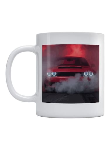 Dodge Car Printed Mug White/Red/Grey 350ml