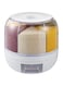 CHICIRIS Rotating Cereal Dispenser, Countertop Dry Food Dispenser 6 Grids Grain Storage Containers for Kitchen Cereal Grain Rice Sugar, 9.3 x 8.7in, White (10kg)