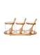 Bamboo Glass Trio With Tray And Spoon Clear/Brown 8.5x9.29x9.5cm