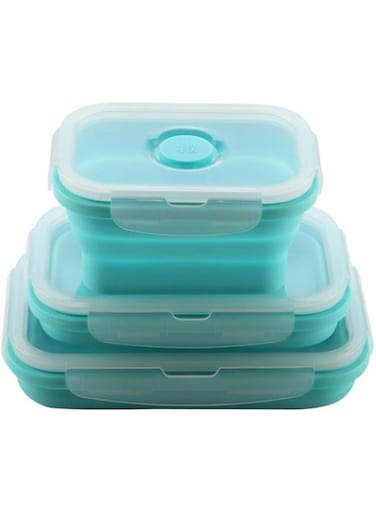3Pcs Silicone Food Storage Container Lunch Box Containers Meal Prep Collapsible Saving Space Lightweight Microwave Freeze, Black