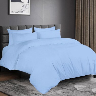 Zen Premium 100% Egyptian Cotton Duvet Cover Set - Blue, Single 160x210cm with 1 Pillowcase