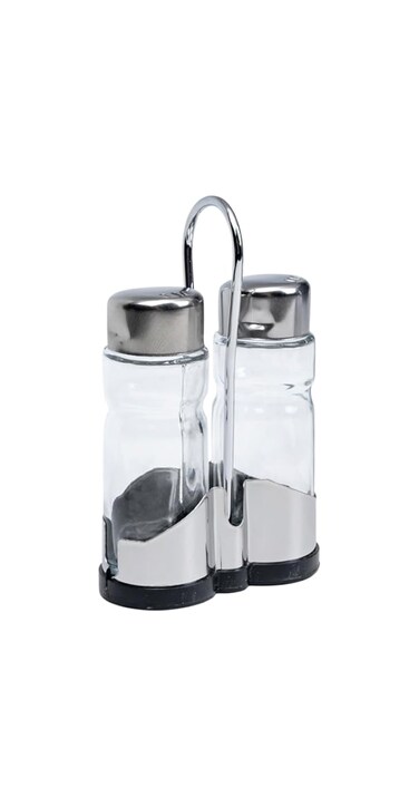 Cuisine Art 2PCS Glass and Stainless Steel Salt &amp; Pepper Shaker Set - 40ml