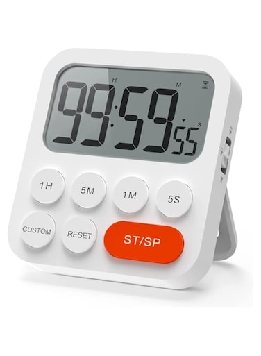 SYOSI Timer, Kitchen Timer, Timer for Kids, Digital Timer for Cooking, Egg Timer, Magnetic Timer Clock with Large LCD Display for Classroom, Bathroom, Baking, 3 Levels Volume, Shortcut Setting (White)