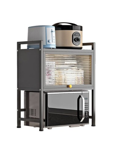 Compact Microwave Oven Stand DR-8936 &acirc;&euro;&ldquo; Multi-Purpose Storage Rack for Kitchen Use, Ideal for Holding Microwave, Toaster, and Cookware, Strong Build with Modern Black/White Finish for Home Organization