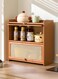 2-Tier Bamboo Kitchen Pantry Storage Cabinet, Countertop Cabinet, Small Pantry Sideboard Organizer Shelf, Spice Rack, Wood Mug Cup Bowl Storage Box with Flip-Top Hovering Cabinet Door