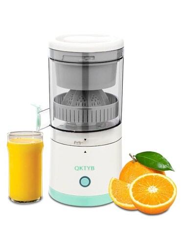 QKTYB Electric Citrus Juicers Orange Juicer Portable USB Rechargeable Lemon Squeezer Wireless Lime Squeezer Hands-Free Masticating Orange Juicer, One Button Operation for Lemon, Orange, Citrus, White