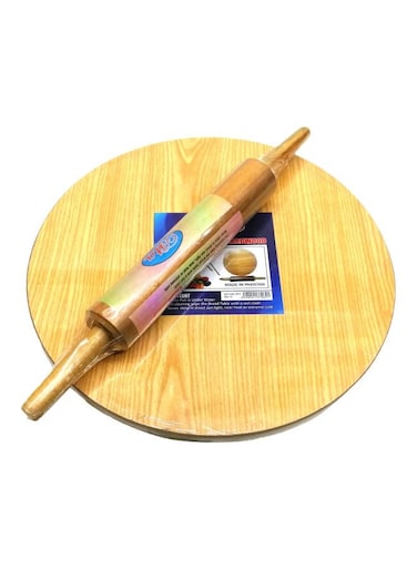 Wooden Board And Rolling Pin Yellow 10inch