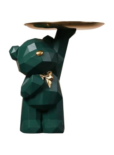 ANKICK Storage Tray Statue Key Holder Figurine, Candy Jewelry Earrings Lipsticks Tray, Cute Bear Statues with Dish, Bear Sculptures Key Bowl Dish Decorative Trays for Home &amp; Office Decor