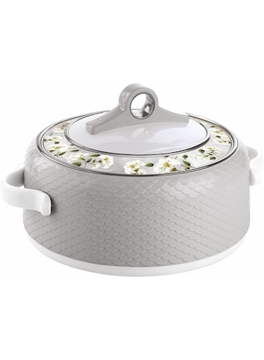 NAYASA Casserole Coral Hotpot, Stainless Steel insulated Hot Pot Attractive Insulated Food Containers That are Dishwasher Safe with Comfortable Handles (3500 ML, GRAY)