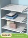 Wardrobe Tension Rack, expandable wardrobe rack, adjustable storage rack, non perforated collection partition, used for wardrobes, cabinets, bookshelves, bathrooms, white (42cm wide, adjustable from 48 to 80cm long)