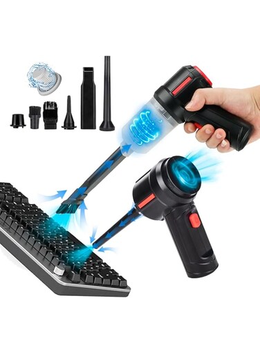 Meudeen Electric Rechargeable Air Duster for Computer Cleaning- Compressed Air Duster- Mini Vacuum- Keyboard Cleaner 3-in-1