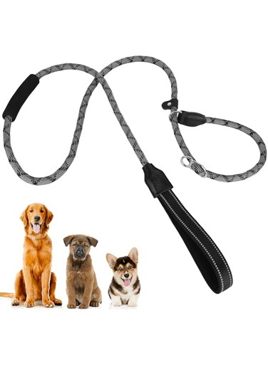 1.8m Slip Rope Leash Dog Lead Long, Strong, Reflective, Soft Padded Handle for All Sizes &amp; Running