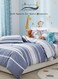Home Single Size 4 Pieces set ( 1 Duvet cover - 160*210cm. 1 Fitted sheet - 100*200+30cm. 2 Pillow cases - 50*75cm. ) Blue Stripe Pattern Bedding Collection.