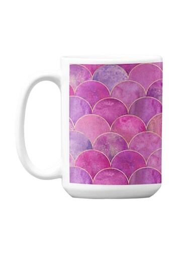 Premium Printed Ceramic Coffee Mug White/Violet 350ml