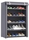 Shoe Rack 5 Shelves With Stainless Steel Frame Grey Shoes Organizer Cabinet with Dustproof Fabric Cover 60x30x90cm