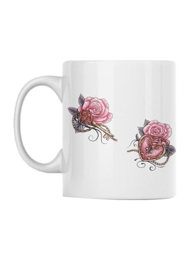 Printed Ceramic Mug White/Pink/Grey