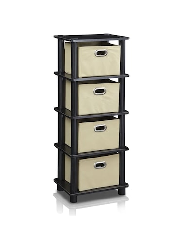 Furinno Laci 4-Bins Turn-N-Tube/Storage Shelf/Bookshelf/System Rack, Espresso
